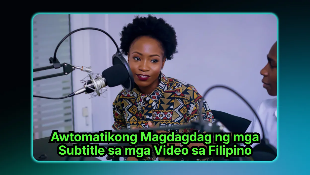 A video with automated subtitles, demonstrating subtitle customization for video content in English to Filipino.