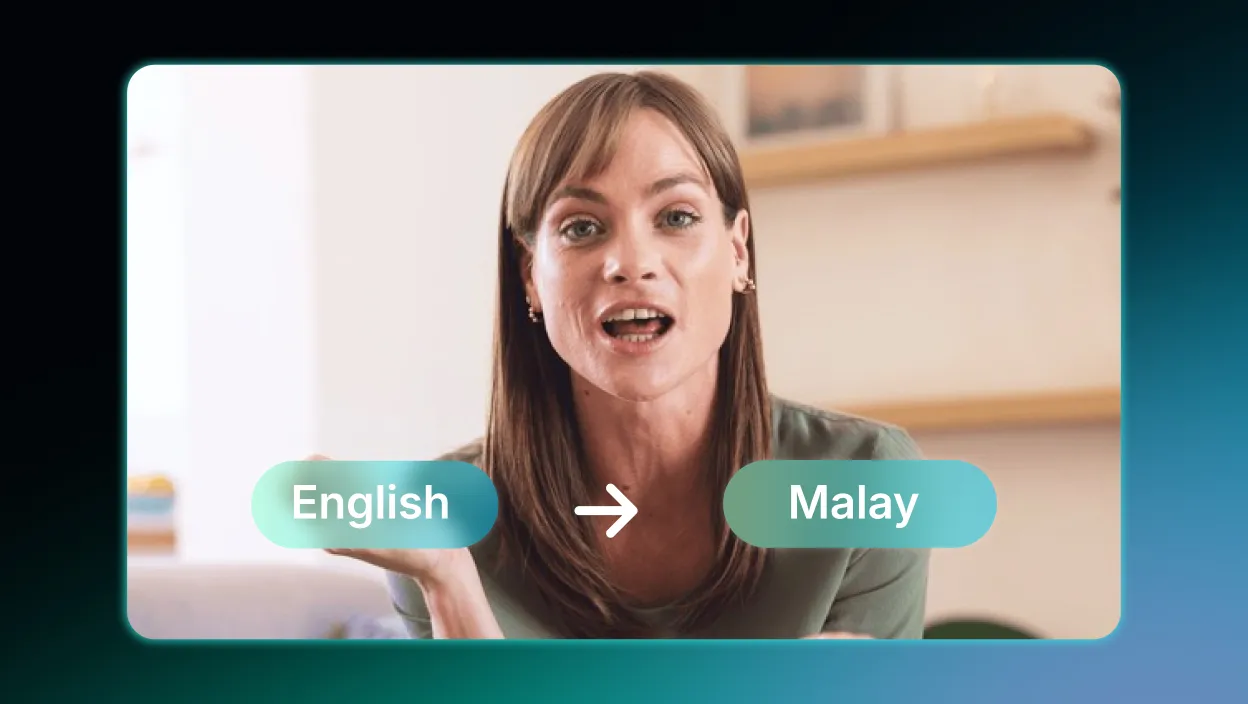 A woman with AI-dubbed voice, showcasing realistic voice cloning from English to Malay.